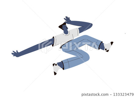 Scared Man Character Float and Fly in the Air Suffer from Hurricane Vector Illustration Scared Man Character Float and Fly in the Air Suffer from Hurricane Vector Illustration 133323479