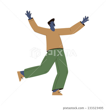 Scared Man Character Run and Escape Afraid of Something Vector Illustration 133323495