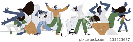 Earthquake with People Character Suffer from Disaster Vector Illustration Earthquake with People Character Suffer from Disaster Vector Illustration 133323687