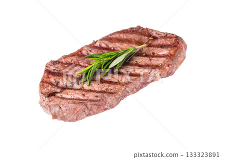 Grilled Top blade steak, shoulder beef meat isolated on white background. top view 133323891