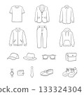 Hand-drawn illustration set related to clothes and accessories (male) 133324304