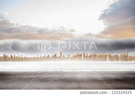 Large city on the horizon Large city on the horizon 133324525
