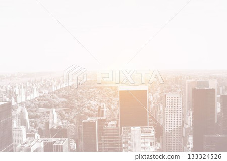 New york skyline with central park and bright light 133324526