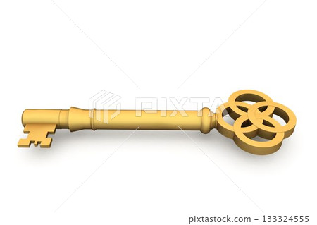Digitally generated shiny gold key Digitally generated shiny gold key 133324555