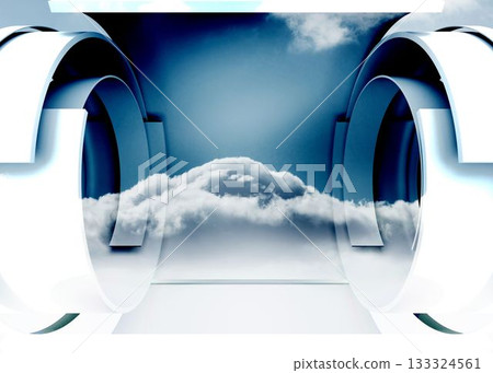 Cloud in a futuristic structure 133324561