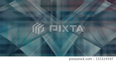 Centered abstract geometry is being shown in flat design, with translucent triangles and grid lines 133324597