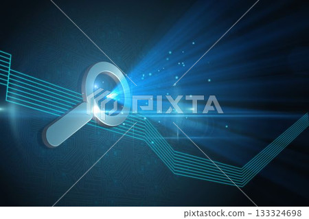 Shiny magnifier on black background 133324698
