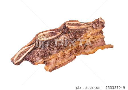 Cross-cut Galbi (Korean BBQ short rib) ready to eat. Isolated studio shot for menus, advertising, or recipe visuals. Cross-cut Galbi (Korean BBQ short rib) ready to eat. Isolated studio shot for menus, advertising, or recipe visuals. 133325049