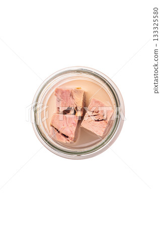 Versatile tinned canned tuna ready to elevate your recipes, from pasta dishes to hearty casseroles. isolated on white background. top view Versatile tinned canned tuna ready to elevate your recipes, from pasta dishes to hearty casseroles. isolated on white background. top view 133325580