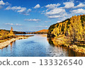 Forest in autumn colors and river 133326540