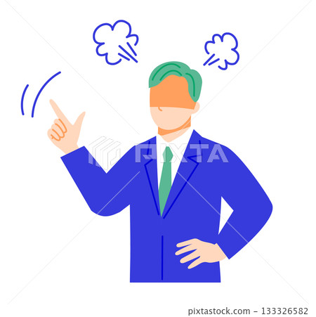 身著西裝的憤怒商人。扁平化設計插圖 133326582