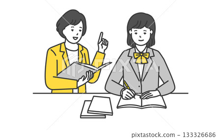 Illustration material of a tutor teaching a student Illustration material of a tutor teaching a student 133326686