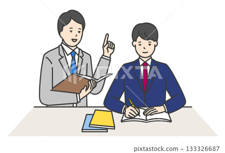 教師與男學生教學的插畫素材 133326687