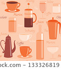 Seamless pattern with drinks and text 133326819
