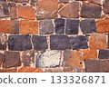Weathered masonry wall built from varied stones with visible mortar. Rough natural pattern suitable for architecture and landscape topics. 133326871