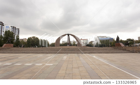 Victory Square in Kyrgyzstan. formerly a Soviet-style economy, has undergone changes that align more with a market economy 133326965