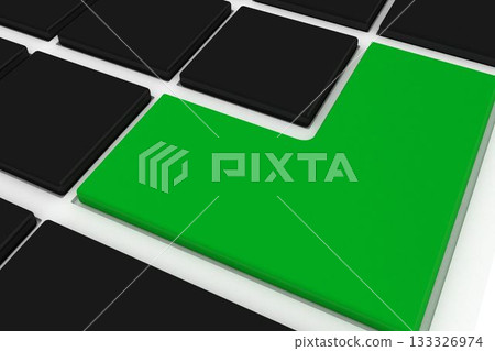 Black keyboard with green key 133326974