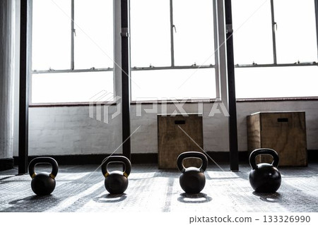Weights on the studio floor 133326990