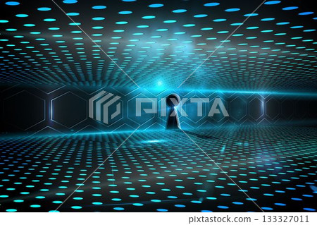 Keyhole on technological glowing background 133327011