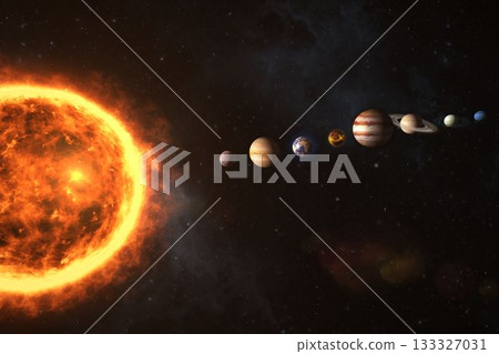 Composite image of planets with sun 133327031