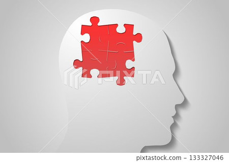 Red jigsaw on white head 133327046