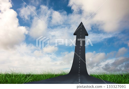 Arrow road with cloudy sky Arrow road with cloudy sky 133327091