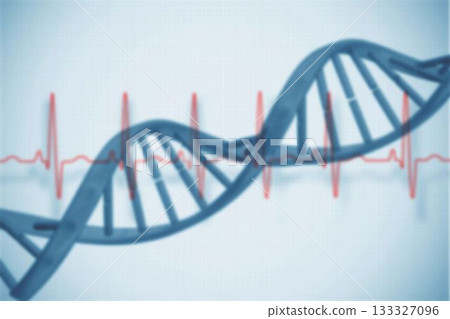 Blue medical background with dna and ecg 133327096
