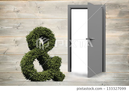 Ampersand shaped of topiary by open door Ampersand shaped of topiary by open door 133327099