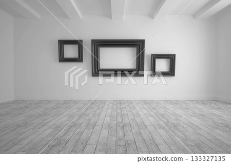 Big room with frames at wall 133327135