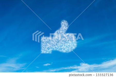 White thumb up icon in sky 133327136