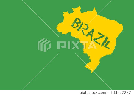 Yellow brazil outline on green with text 133327287