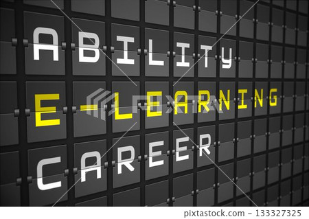 Elearning buzzwords on black mechanical board 133327325