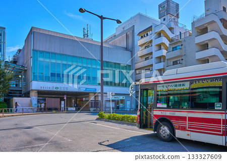 View of the station from the west exit bus rotary of Seijo Gakuenmae Station on the Odakyu Line in Setagaya Ward, Tokyo View of the station from the west exit bus rotary of Seijo Gakuenmae Station on the Odakyu Line in Setagaya Ward, Tokyo 133327609