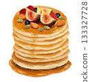 Illustration of pancakes with syrup 133327728