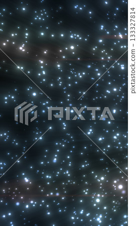 Abstract glowing blue star field on dark background, resembling cosmic particles and digital galaxy motion 133327814