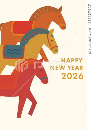 Horse illustration New Year's card template 133327907