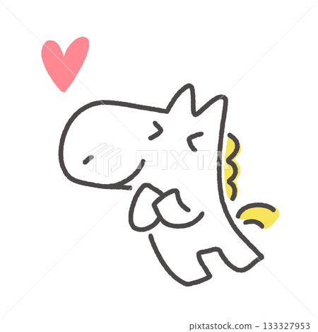 微笑著的快樂白馬和心形，幸福，愛，樂趣 133327953