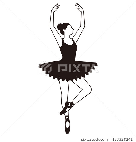 黑白插圖,描繪了一位優雅的芭蕾舞女演員 3 黑白插圖,描繪了一位優雅的芭蕾舞女演員 3 133328241