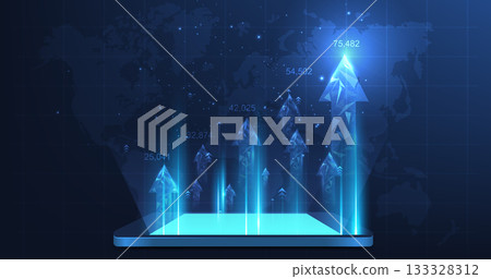 Concept of growth business on futuristic digital. 133328312