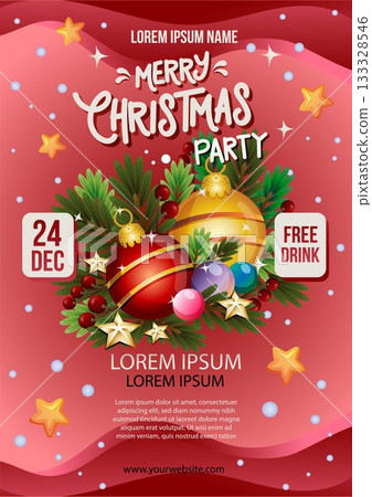 merry christmas party poster template baubles decoration merry christmas party poster template baubles decoration 133328546