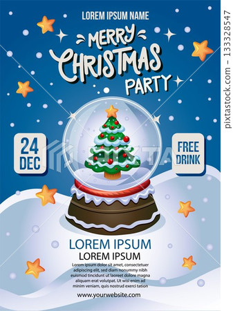 merry christmas party poster template winter snow dome merry christmas party poster template winter snow dome 133328547