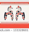 Two cows stand opposite each other. Dymkovsky toy 133328601