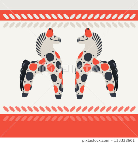 Two cows stand opposite each other. Dymkovsky toy 133328601