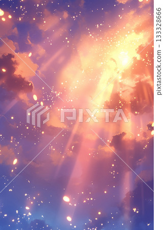 一幅以雲朵和陽光為背景的奇妙天空人工智慧圖像 133328666