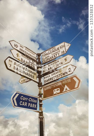 Low angle view of sign posts Low angle view of sign posts 133328832