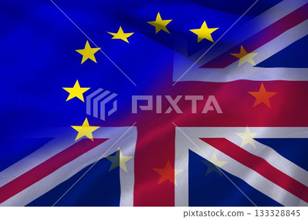EU flag and Great britain flag 133328845