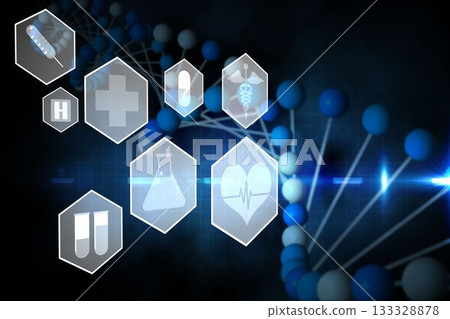 Medical icons in hexagons interface menu Medical icons in hexagons interface menu 133328878
