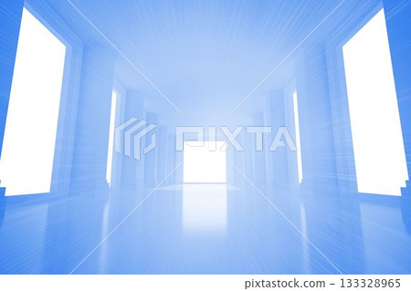 Bright blue room with windows Bright blue room with windows 133328965