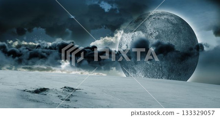 View of landscape and moon 133329057