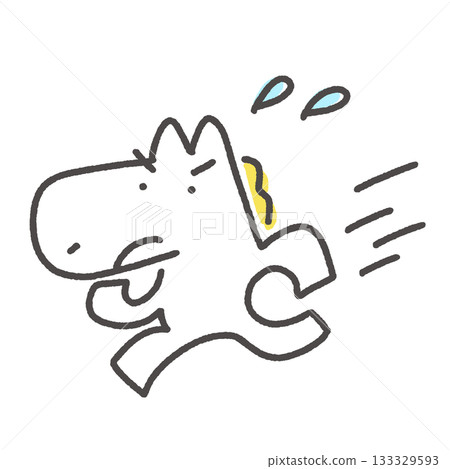白馬角色快速衝刺，竭盡全力，逃跑 133329593